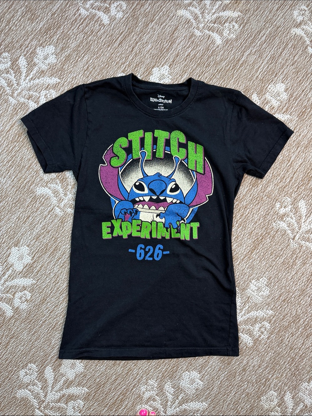 Disney Black Stitch Experiment Graphic Tee with Green & Blue Print